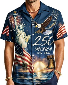 $28 250Th Anniversary USA Hawaiian Shirt for Men, 1776-2026 Patriotic Short Sleeve Shirt, Independence Day Gifts