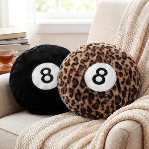$29 Yousoontic 2 Pcs Black and Cheetah 8 Ball Throw Pillow 14 Leopard Print 8 Ball Pillow Round Plush Decorative Cushion, Soft Trendy Throw Pillows for Bedroom Living Room Decor