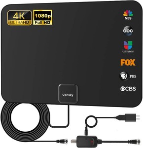 $23 TV Antenna Indoor, Digital Amplified Indoor HDTV Antenna, 1080p VHF UHF Television Local Channels Detachable Signal Amplifier and 16.5ft Long Coax Cable