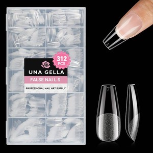 UNA GELLA Medium Coffin Nails Tips, 312Pcs Pre-Etched Gel Nail Tips Coffin  Clear Press On Nails Full Cover for Nail Extensions & DIY Art Salon at Home, Long Lasting 12 Sizes