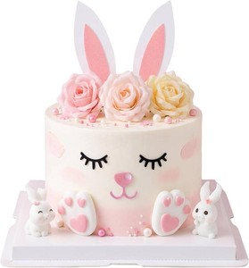 Knana 10Pcs Bunny Cake Topper Rabbit Cake Decorations Rabbit Theme Party  Rabbit Theme Party Decorations  for Baby Shower & Birthday Party  Quick and Easy Assemble  Suitable Decorating Cake