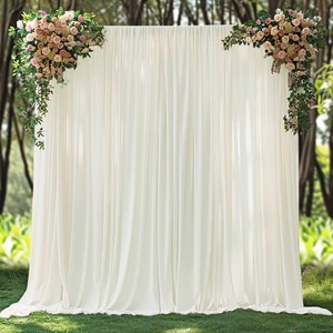 $27 10x10ft Wrinkle Free Ivory Backdrop Curtain for Parties Soft Fabric Drapes Wedding Ivory Curtain Backdrop for Birthday Party Decorations Background for Photography 5x10ft,2 Panels