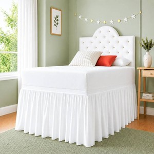 Cottingon Dorm Room Bed Skirt, 100% Microfiber, White, Twin XL-32 Drop