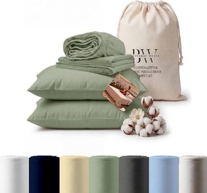 $58 100% Cotton Percale Twin Sheet Set 2 Sheets and 2 Pillowcases Sage