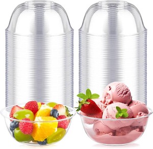 12 oz Small Clear Plastic Bowls, 50 Pack  Disposable Hard Plastic Party Serving Bowls for Salads, Ice Creams, Fruit, Desserts, Parfaits, Snacks, Bulk