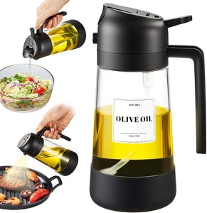 PARACITY Oil Sprayer for Cooking, 2-in-1 Dispenser Bottle, 16 oz, Black  Silicone base with spray-and-pour design for olive oil, BBQ, air fryer, kitchen, salad prep and baking includes 1 Pack