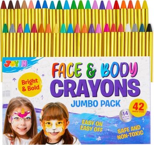 $20 42PCS Face and Body Paint Crayons, XL Face Painting Kit Safe and Non-Toxic Ultimate Party Pack Including 14 Metallic Colors for Birthday Makeup Party Supplies, Festivals, Gifts for Kids Girls Boys