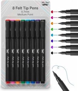 Mr. Pen- Felt Tip Pens, 8 Pack, 0.7mm, Assorted Colors, Fast Dry  Fine Felt Tip Pens For Arts & Crafts, Note-Taking, Journaling, Writing, School Supplies for Teachers & Students