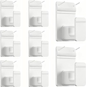 $30 EKOTTOK No Drill Curtain Rod Brackets for 58 Rod, Heavy Duty 30LB, Adhesive & Invisible Nail Curtain Rod Holders, Damage-Free Wall Mount Hooks for Bathroom, Kitchen, Bedroom (8PC, White)