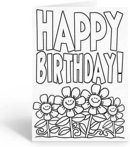 Stonehouse Collection Happy Birthday Kid Set of Coloring Greeting Cards  12 Color Birthday and Flowers Card and Envelopes