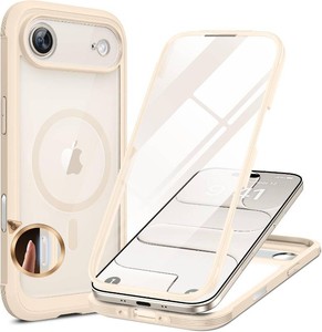 $20 Miracase Magnetic for iPhone Air Case 6.5 Compatible with MagSafe Full-Body Phone Case with Built-in Glass Screen Protector & Camera Control,Drop Proof iPhone 17 Air Case Cover, Gold