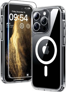 TAURI for iPhone 16 Pro Case, Compatible with MagSafe, with Screen Protector, Anti-Yellowing Military-Grade Protection, Shockproof Slim Magnetic Case for iPhone 16 Pro, Clear