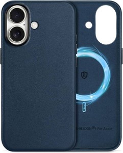 $33 SHIELDON Genuine Leather Case for iPhone 17 6.3 2025, Navy Blue