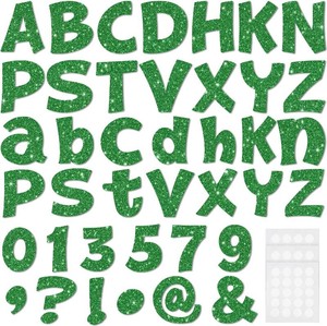 Colarr 216 Pcs Glitter Bulletin Board Letters for School, Green, 4 Inch  Letters for Bulletin Board, Back to School Classroom Decor, Alphabet Punctuation Symbol, Bulletin Board Decorations