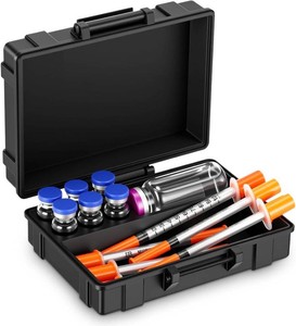 $20 Hushee Black Peptide Case Storage for 6x3ml1x30ml Bac & Case Holds Vials Water Bac Peptide Glp Insulin Fridge Holder Storage Cases Room for Syringes Skin Prep Wipes Portable Travel Box Fridge Freezer