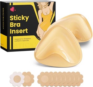 Double Sided Sticky Bra Push Up, Invisible Bra Pad Inserts for large breasts, Adhesive Bra for Bikini Swimsuit