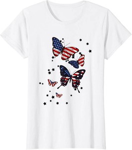 $23 Patriotic Shirt Red White Blue Butterflies for Women Kids T-Shirt SIZE MEDIUM