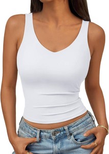 Trendy Queen Womens Tank Tops Double Lined Crop Sleeveless Going Out Camisole Summer Fashion Basic Soft Spring Clothes 2026 Size Small