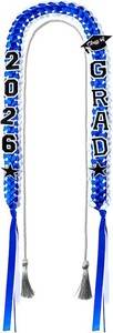 2pcs Graduation Ribbon Lei Set Double Braided Graduation Ribbon Leis Handmade Braided Honor Cord for High School College Graduates Blue White Party Supplies