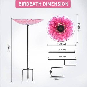 $23 MUMTOP Glass Bird Bath, Garden Outdoor Birdfeeder with Metal Stake, Flower  Handmade glass outdoor birdbaths bowl for lawn, garden, yard decor (see photos for design, blue seahorse)