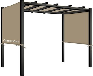 $50 Universal Canopy Cover Replacement for 17x6.8 Ft Outdoor Pergola Structure, Garden Pergola Shade for Gazebo Patio Porch Balcony, Outdoor Waterproof Pergola Canopy Top(Cover Only) (Khaki)  Waterproof Sun Fabric, Adjustable Sliding Design, UV Resistant