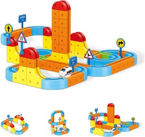 $70 Electric Train Set,Car Track for Toddlers, for Kids 3 4 5 6 7 8 Years Old,Gravity-Defying 3D Embedded Layouts & Motorized Car,STEM Learning Toy Gift for Toddlers Birthday