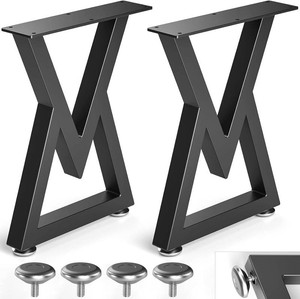 $36 16 Metal Coffee Table Legs, V-Type Set of 2, 40 cm H x 30 cm W  Black, Heavy Gauge Steel, Rust-Resistant Coating, Non-Slip Floor Protectors, 350lbs Load Capacity, for Living Room, Workbench