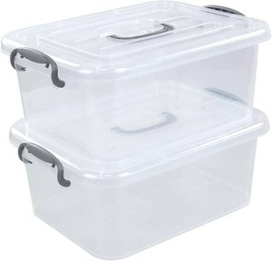 $23 Kekow 2-Pack Clear Storage Latch Box, Plastic Containers with Lids, 8 L