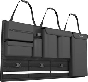 SugarFox Backseat Hanging Trunk Organizer for SUVs, Cars, Trucks & MPVs  Multi-Pocket Storage with Anti-Slip Straps  Space-Saving Auto Accessory  Gift for Drivers  Black, 37.8 x 18.1 - K230