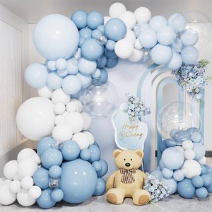Dusty Blue Balloon Arch Kit, Baby Shower Decorations for Boy  138PCS Light Blue White Clear Balloon Garland Arch Kit for Birthday, Bridal Shower, Wedding, Gender Reveal Party