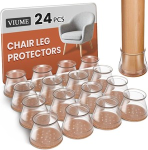 VIUME 24 Pcs Chair Leg Floor Protectors for Hardwood Floors Round  Silicone Covers Felt Pads Furniture Leg Caps Anti-Scratch Reduce Noise Fit (1-516 to 2)