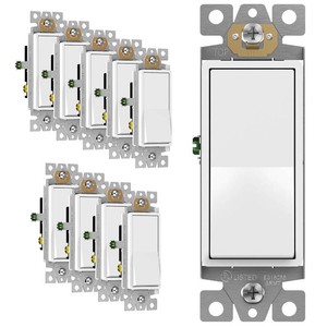 $22 ENERLITES White 3-Way Decorator Paddle Rocker Light Switch, 15A, 10 Pack  Three Way or Single Pole Decorative Switch, 120V277V, 3 Wire, Grounding Screw, Residential Grade, Gloss Finish, UL Listed Missing 1 Switch