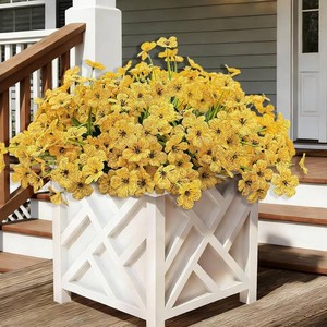 $20 20 Bundles Artificial Flowers for Outdoors, UV Resistant Fake Flower with Plastic Plants, Faux Silk Flowers for Outdoor Planters , Fake Realistic Plant for Outside Front Porch Patio Decor-Yellow
