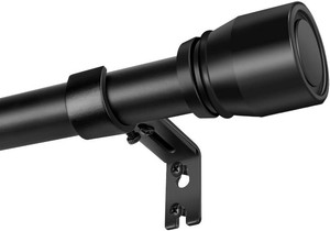 Curtain Rods 30 to 144 Inch 1 Pack Heavy Duty Adjustable Matte Black Rod  1 Diameter, Fit 30-142 Inch, 66 to 120 Inch Window, Extra Long Spliced Metal Curtain Rod for Windows, Bedroom, Outdoor Use