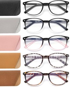 5 Pack Reading Glasses For Women, Blue Light Blocking Computer Reader Spring Hinge Eyeglasses