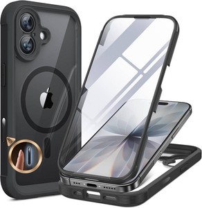 $30 Miracase for iPhone 17 Case 6.3, Full-Body Bumper Military Drop Protection Outdoor Phone case with Built-in Glass Screen &Camera Control,Easy Installation,No Gap,Compatible with MagSafe,Black