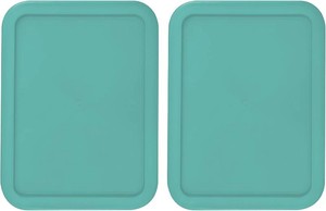 Replacement Lids fits Pyrex 3-Cup Glass Food Storage Container Bowls, (7.75 x 5.75-Inch) Plastic Rectangle Lids Covers for Pyrex 7210-PC, Airtight & Leakproof (2-Pack, Turquoise)