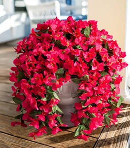 $21 Faux Bougainvillea Artificial Flowers Plants for Outdoors Outside Decoration, 2 PCS Fake Flowers Silk Long Trailing Vines UV Resistant Realistic for Front Door Porch Planter Urn Patio Balcony Hot Pink