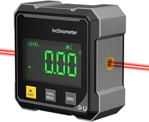 $25 Digital Laser Angle Finder inclinometer, Protractor Tool, 4 90  High Accuracy, Large LED Display, Magnetic Base, USB Rechargeable, for Woodworking, Metalworking, Construction & DIY