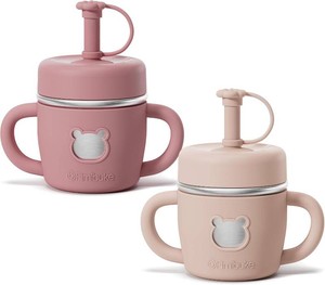 $26 Fimibuke Sippy Cups for Toddlers, 10 OZ Spill Proof Stainless Steel Kid Cup  Leak Proof Toddler Tumbler with Handle, Silicone Straw & Sleeve, BPA Free Dishwasher Safe Girl Boy Kids Water Bottle, 2 Packs