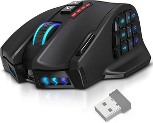 $46 UtechSmart Venus Pro Wireless MMO Gaming Mouse - 16000 DPI RGB  16 Programmable Buttons, High Precision Laser 2.4G, 70Hr Battery, Ergonomic Grip, Optical Sensor, Black