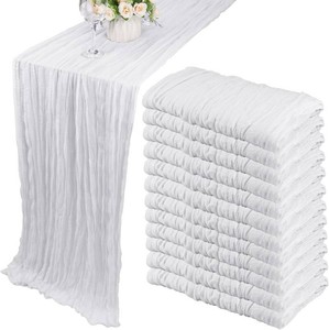 $50 12 Pack 13Ft Cheesecloth Table Runner 35x157 Inch Boho Gauze Table Runner Cheese Cloth Long Table Runner Rustic Table Runner for Wedding Bridal Shower Birthday Party Table Decor (White)