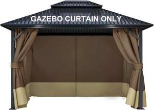 $60 COWVIE 4-Panel 10 x 13 Gazebo Replacement Curtains, Patio Privacy Sidewalls with Double Zipper, Replacement for Outdoor Gazebo Canopy (Curtain Only)
