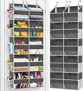 $30 5-Tier Over Door Organizer, 10-Compartment Wide Storage Rack  20 wide, 80 lbs for heavy family use, 10 side pockets, fits doors for closet, nursery, entryway, dorm, RV, laundry room