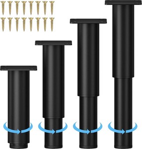 $26 Metal Adjustable Furniture Legs 5.12-9.45 inch, Wlrrcwdttc Sofa Legs Cabinet Legs Adjustable Height Replacement Support Legs for BedCouchDresserChairCoffee Table, Legs for Furniture Set of 4-Black