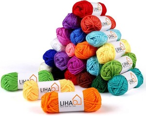 LIHAO 24 Acrylic Yarn Skeins for Knitting Mini Yarn Assorted Colors  100% Acrylic, 24 Assorted Colors, 15g Mini Skeins, Crochet Crafts, DIY Projects