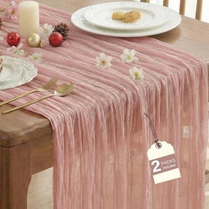 IVAPUPU Dusty Pink Table Runner 120 Inches for Birthday Party Home Decor  2 Pcs Boho Gauze 10FT Cheesecloth Table Runners for Wedding Baby Shower Decorations Summer Garden Farmhouse