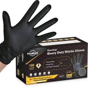 $22 Heavy Duty Black Industrial Nitrile Gloves, 8-mil, Large, Box of 100, Latex Free, Raised Diamond Texture, Powder Free, Food Safe, Rubber Gloves, Mechanic Gloves(L)
