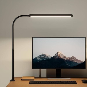 $25 SUPERDANNY Eye-Caring LED Desk Lamp Work Lamp Office Lamp with Side Clamp  Black, Touch Control, 360  Flexible Gooseneck, 3 Modes Smooth Dimming, Memory Function, Adapter, Metal, for Home Office Dorm