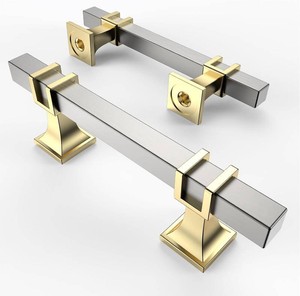 $36 Asidrama 10 Pack 3 Inch(76mm) Brushed Satin Nickel and Gold Kitchen Cabinet Handles, Cabinet Pulls Kitchen Cabinet Hardware for Cupboard Drawer Pulls
